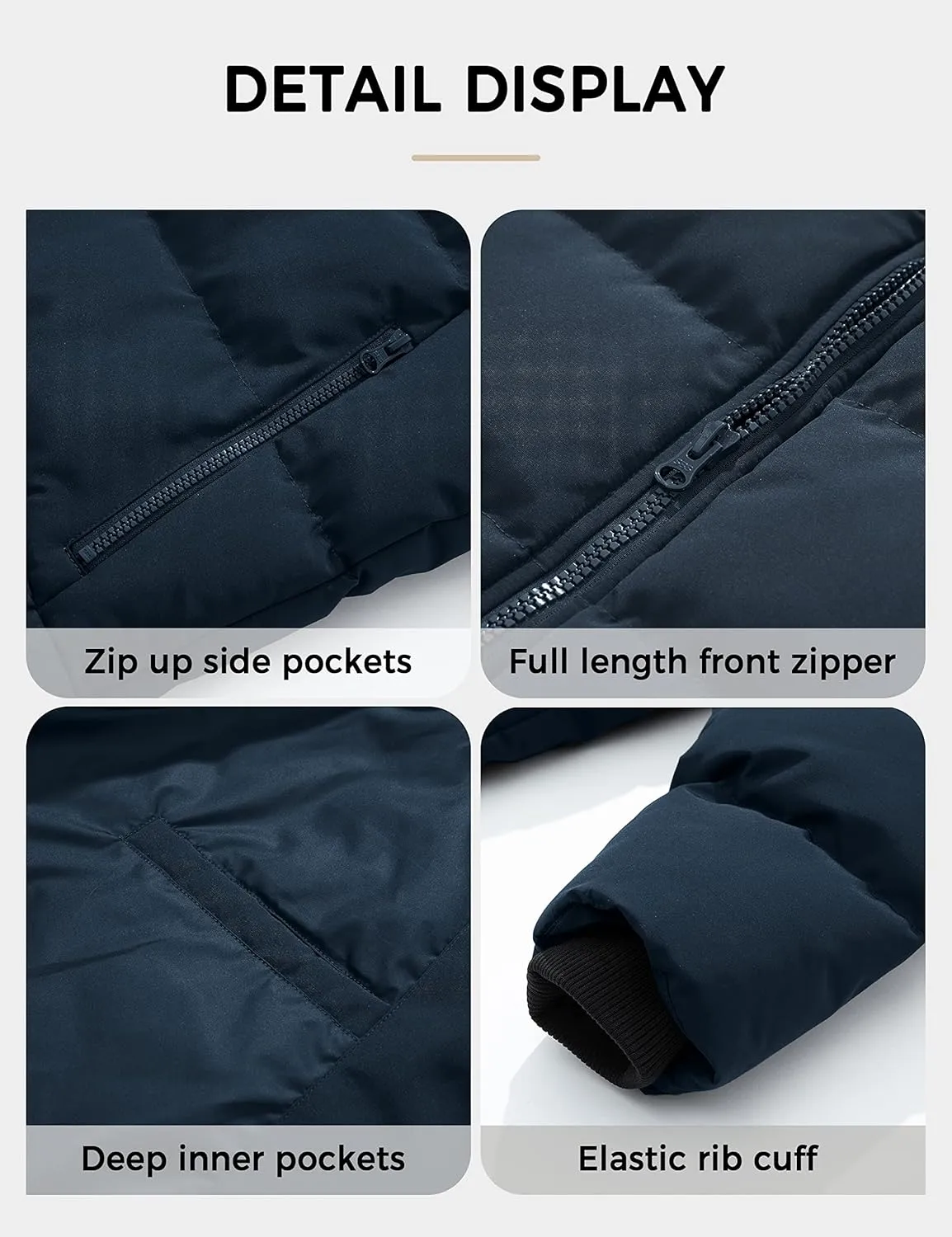 Soularge Men's Big and Tall Winter Puffer Jacket Warm Thicken Coat with Hood