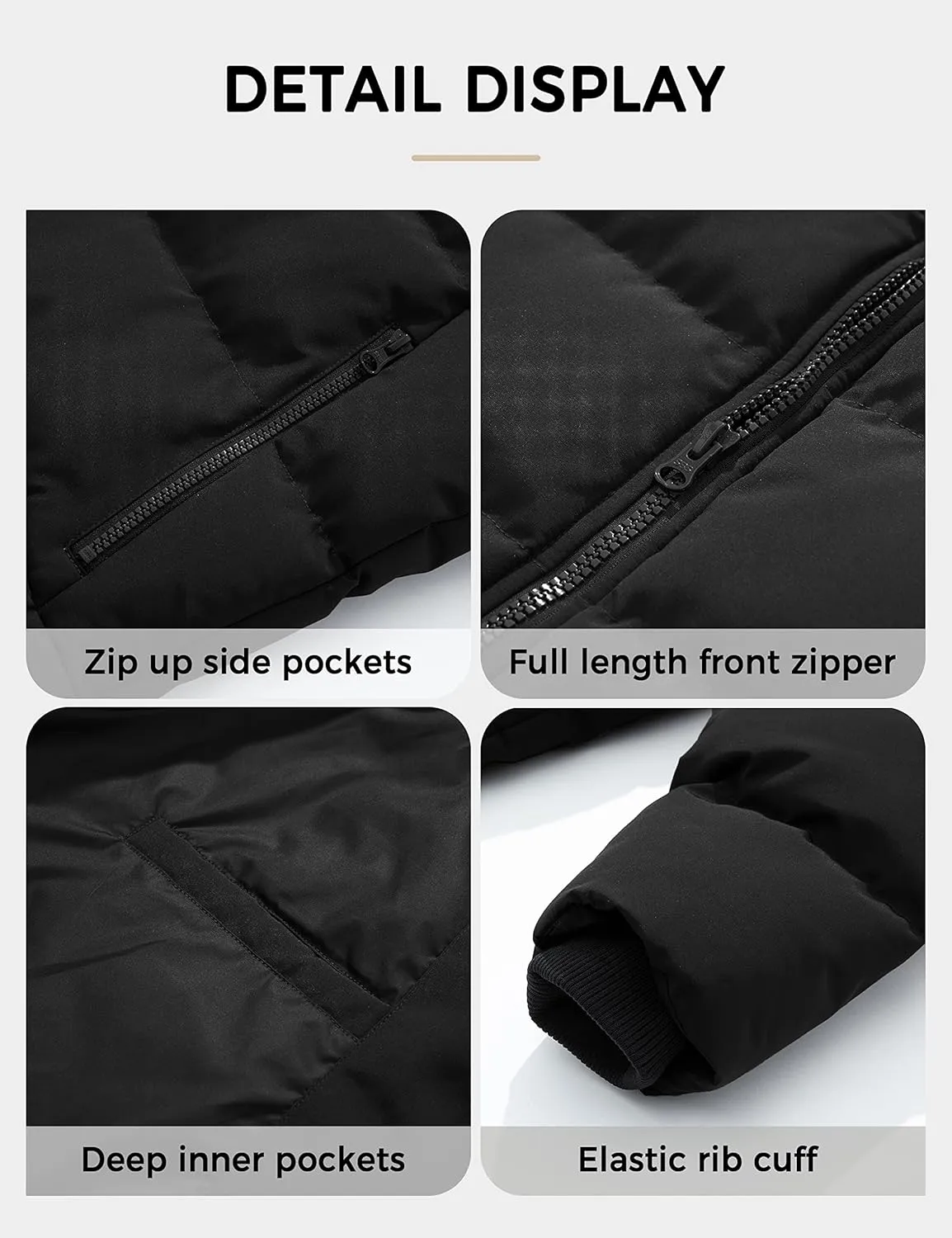 Soularge Men's Big and Tall Winter Puffer Jacket Warm Thicken Coat with Hood