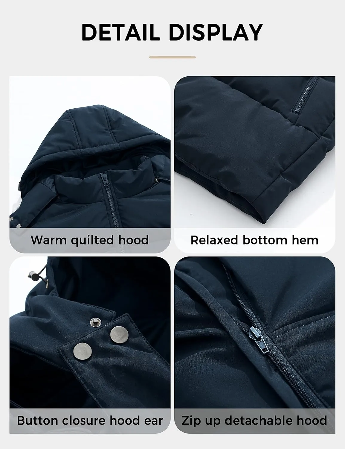 Soularge Men's Big and Tall Winter Puffer Jacket Warm Thicken Coat with Hood