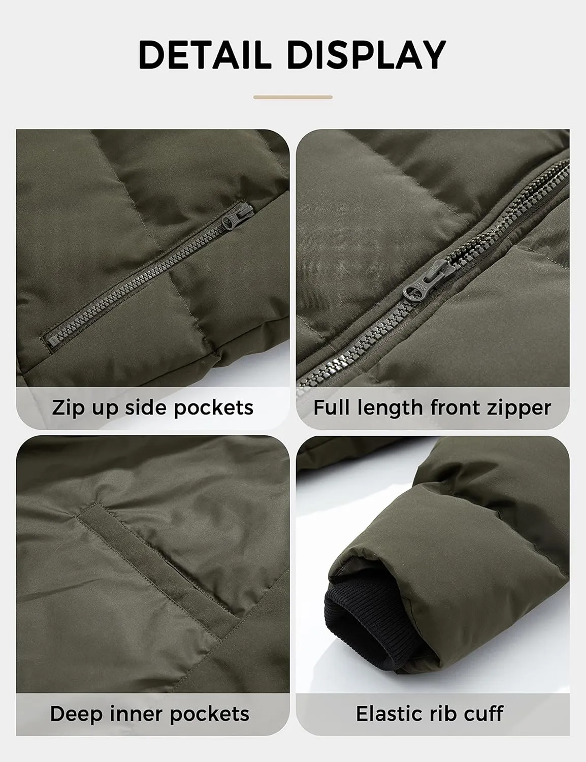 Soularge Men's Big and Tall Winter Puffer Jacket Warm Thicken Coat with Hood
