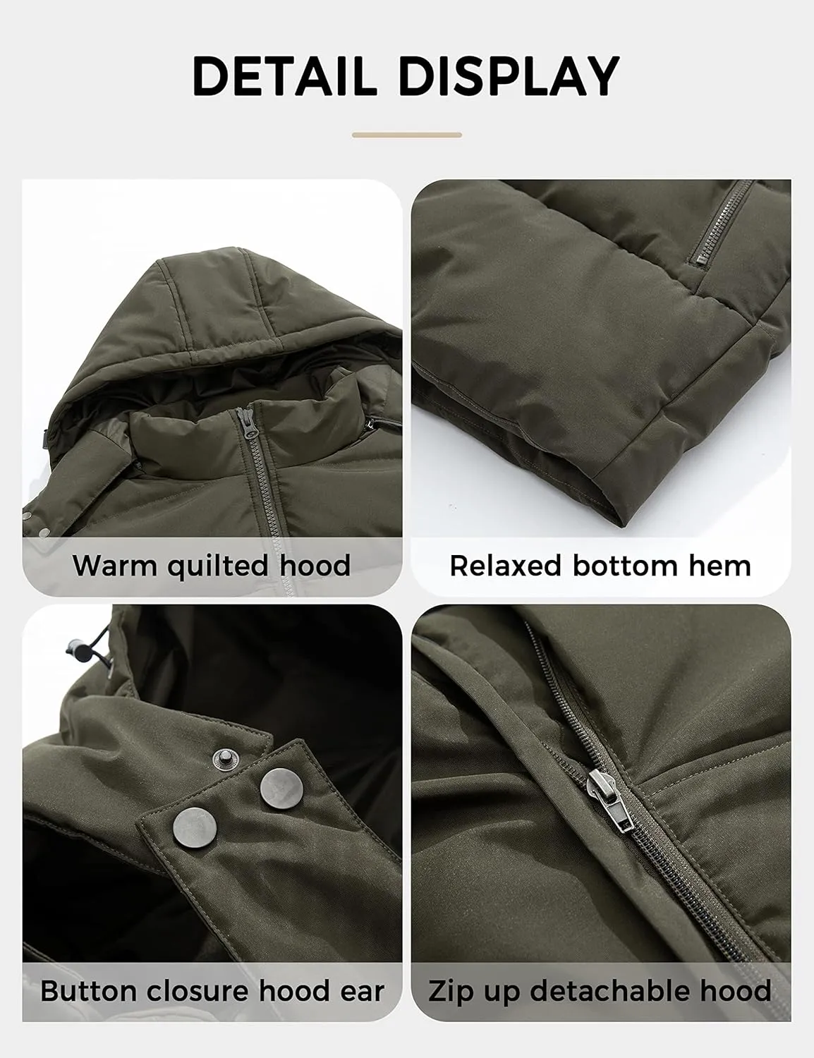 Soularge Men's Big and Tall Winter Puffer Jacket Warm Thicken Coat with Hood