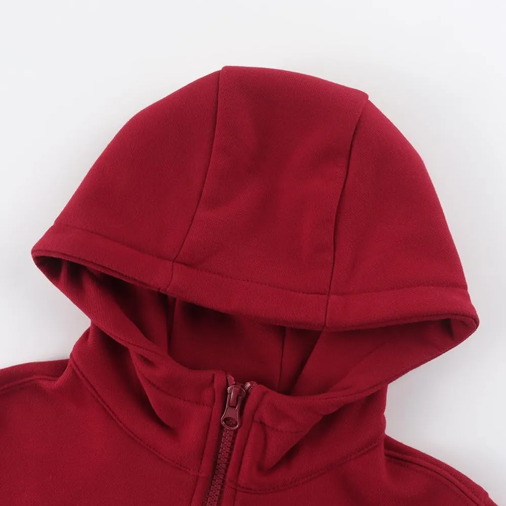 Spring&Gege Boys Full Zip Hoodies High Neck Mid-weight Fleece Hooded Sweatshirts for Children