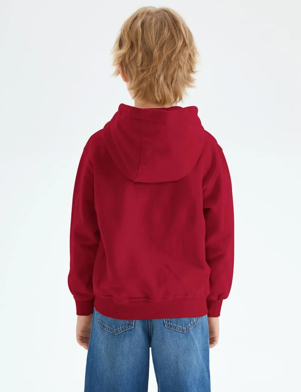 Spring&Gege Boys Full Zip Hoodies High Neck Mid-weight Fleece Hooded Sweatshirts for Children