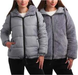 Steve Madden Women's Winter Jacket - Heavyweight Reversible Quilted Puffer Parka Coat Faux Fur Lined Jacket for Women (S-XL)