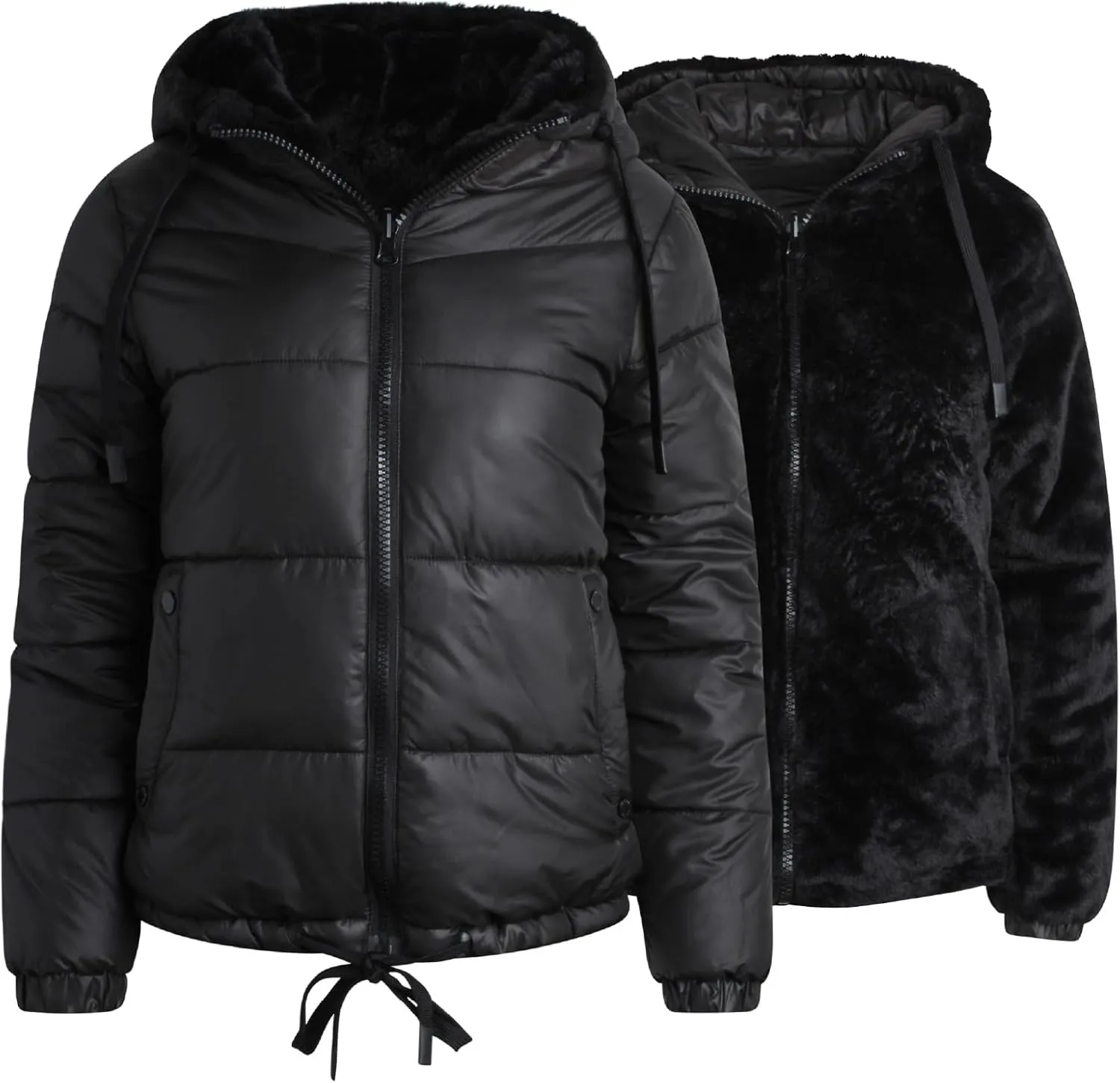 Steve Madden Women's Winter Jacket - Heavyweight Reversible Quilted Puffer Parka Coat Faux Fur Lined Jacket for Women (S-XL)