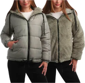 Steve Madden Women's Winter Jacket - Heavyweight Reversible Quilted Puffer Parka Coat Faux Fur Lined Jacket for Women (S-XL)