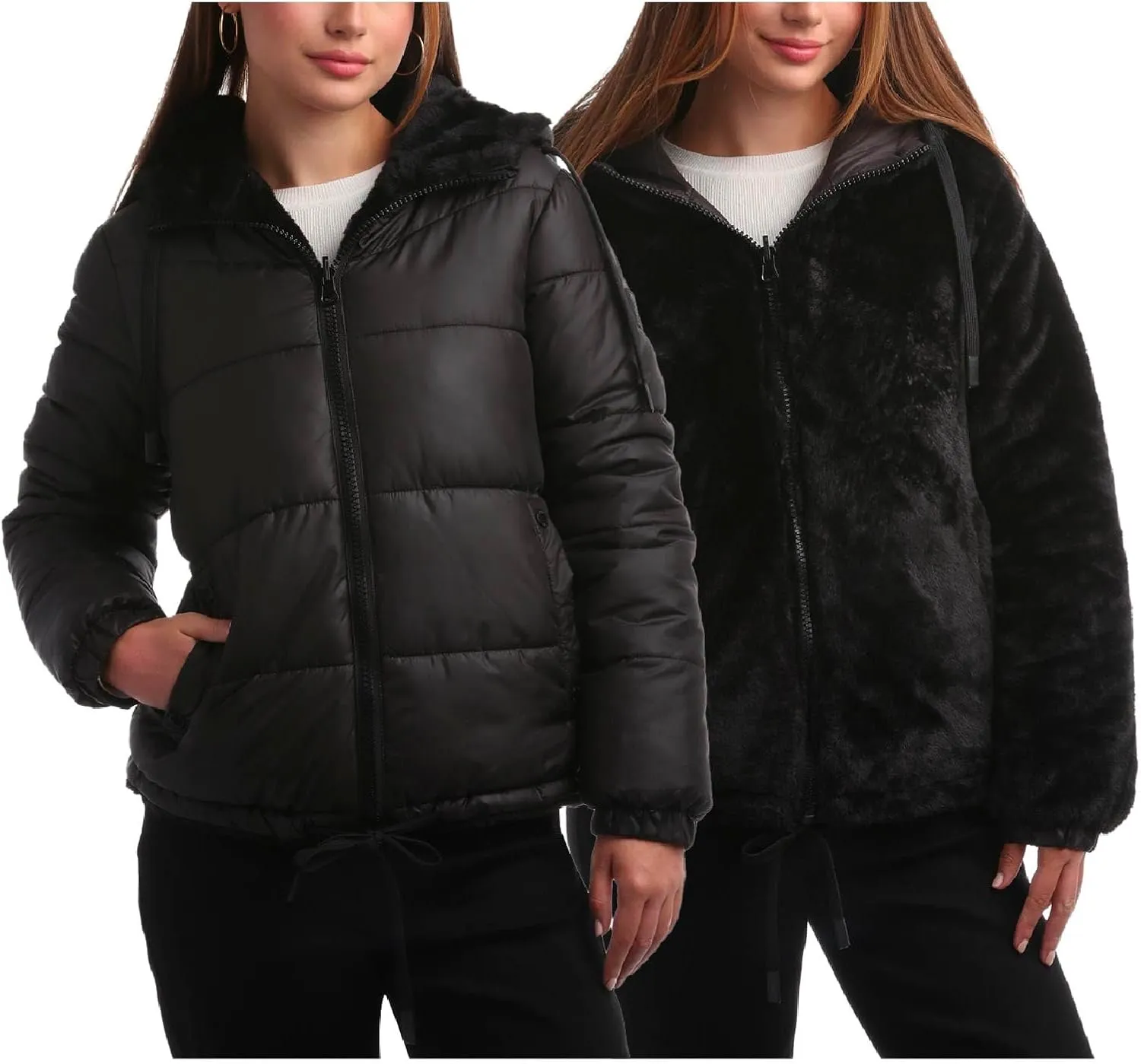 Steve Madden Women's Winter Jacket - Heavyweight Reversible Quilted Puffer Parka Coat Faux Fur Lined Jacket for Women (S-XL)