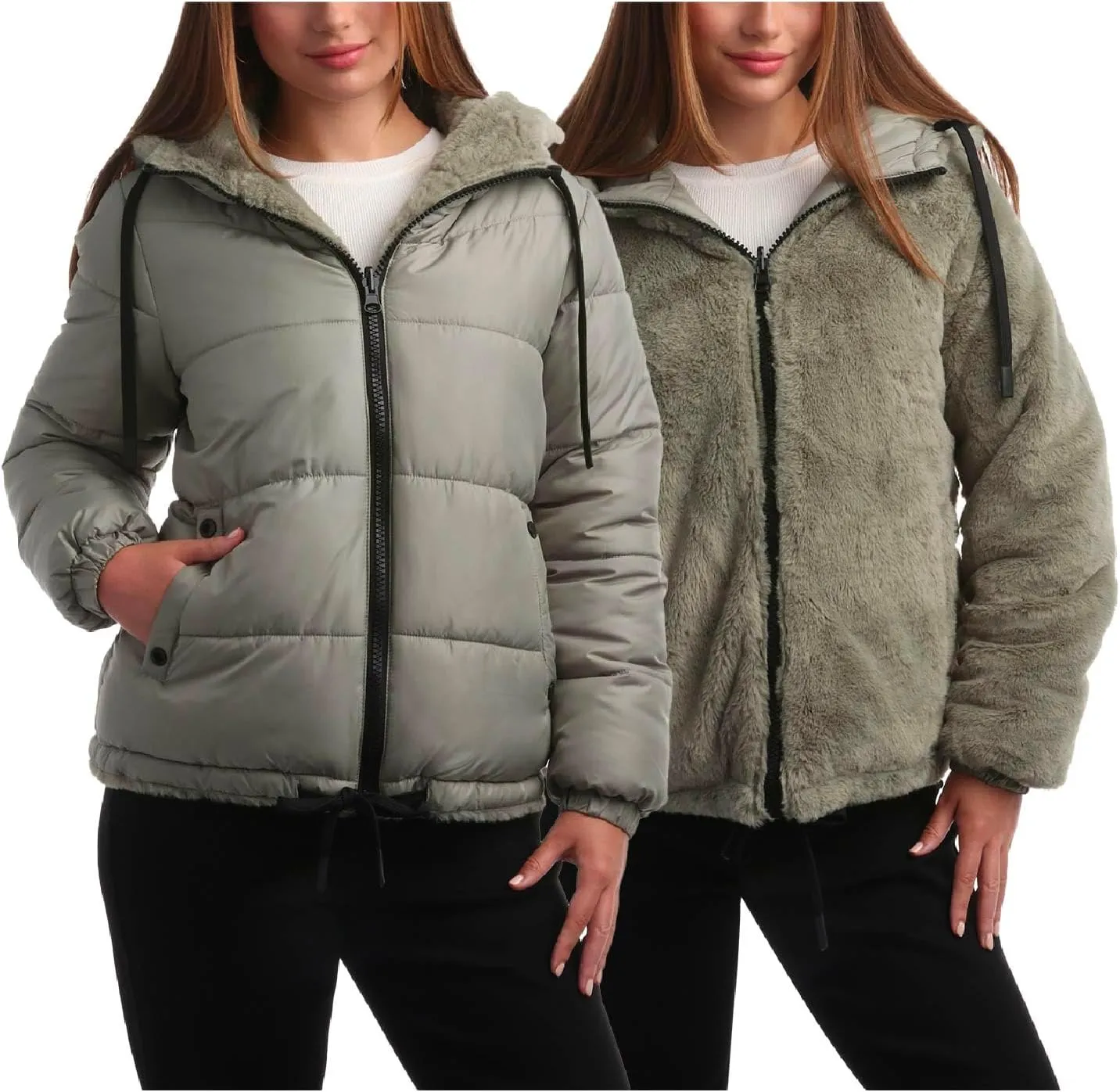 Steve Madden Women's Winter Jacket - Heavyweight Reversible Quilted Puffer Parka Coat Faux Fur Lined Jacket for Women (S-XL)