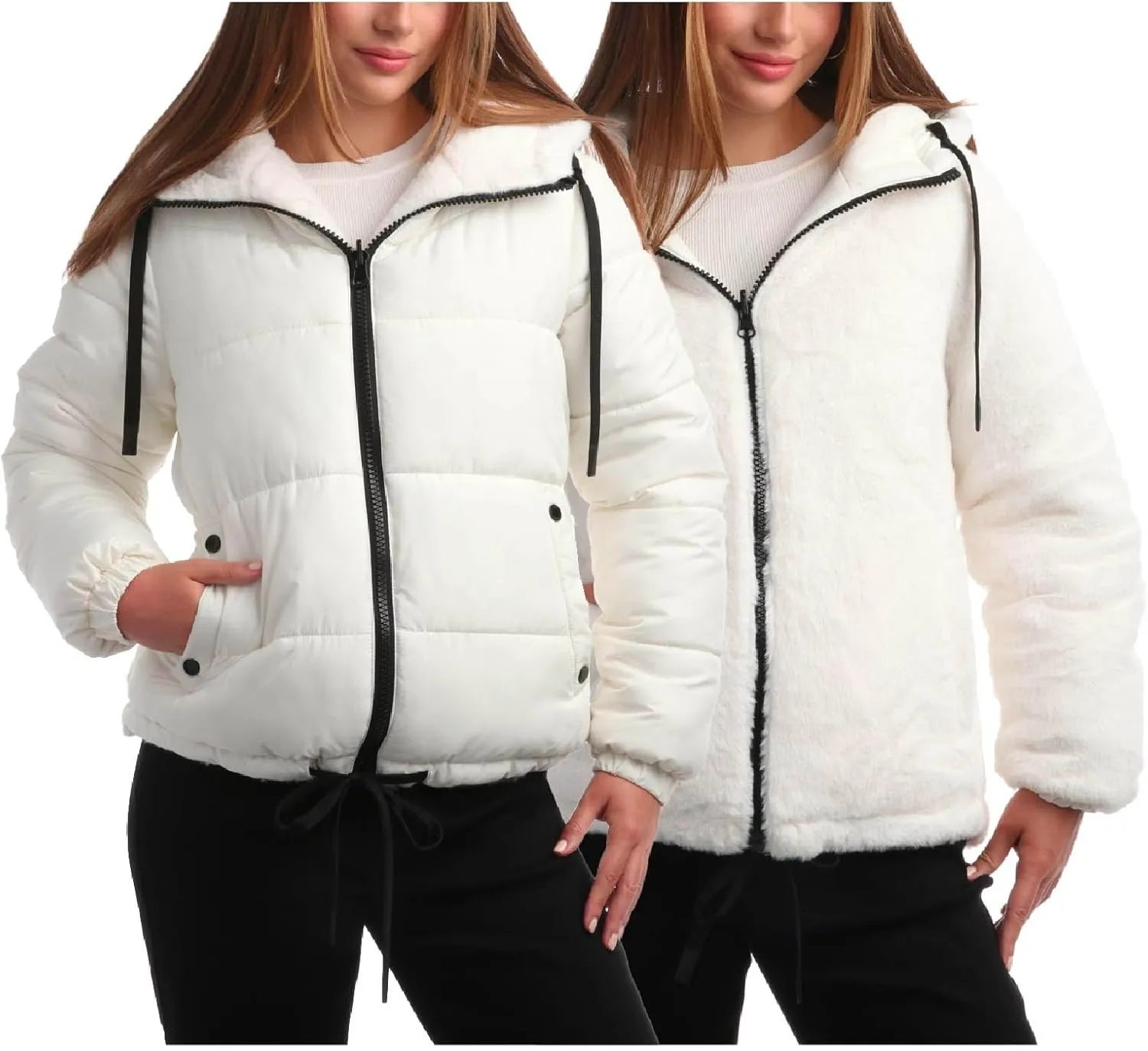 Steve Madden Women's Winter Jacket - Heavyweight Reversible Quilted Puffer Parka Coat Faux Fur Lined Jacket for Women (S-XL)