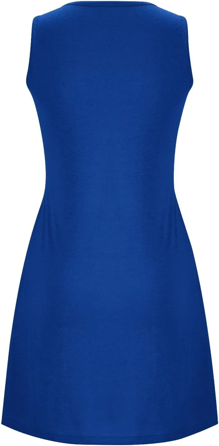 Summer Dresses for Women 2025 Loose Beach Vacation Casual Crew Neck Sleeveless Sundresses with Pockets Tank Dress