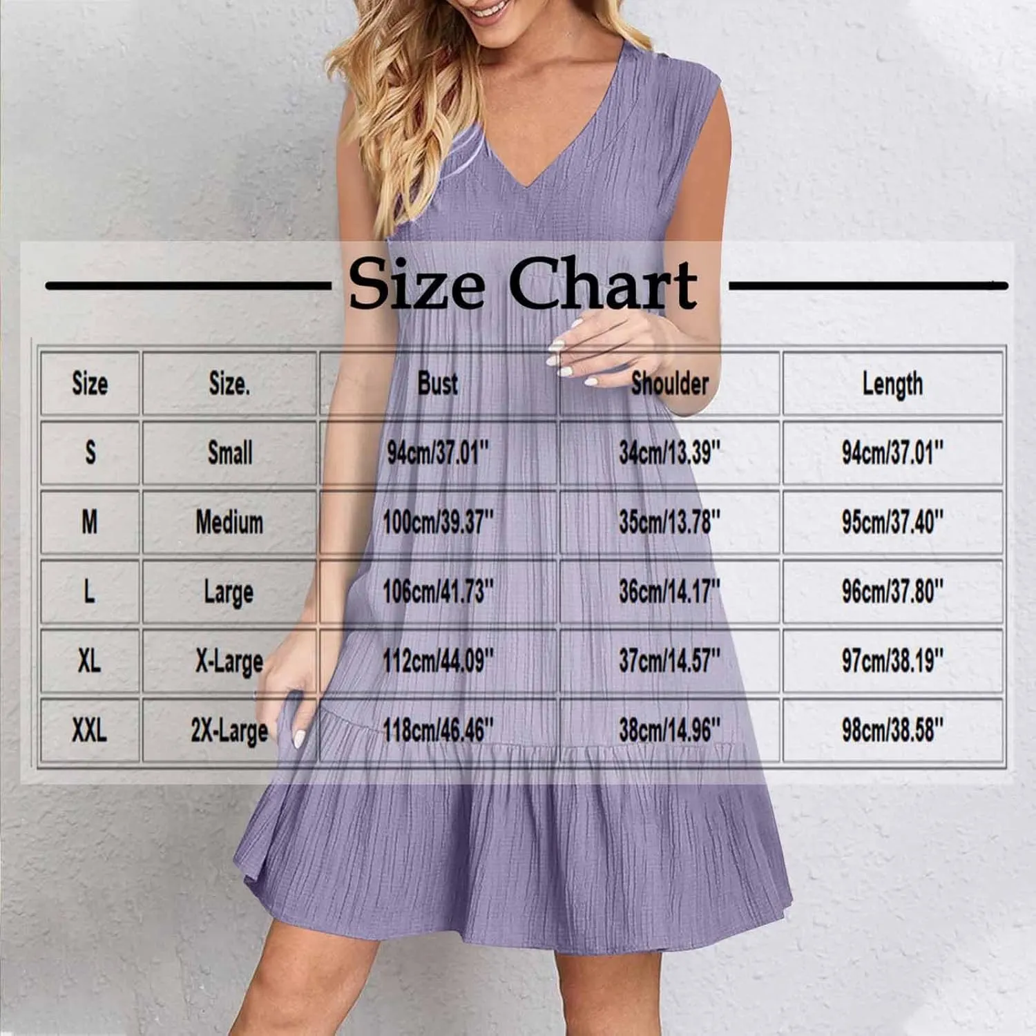 Summer Sleeveless Babydoll Sundress Women Ruffle Hem Casual Wrinkles Tank Dresss Cute V Neck Sleeveless Mini Dresses