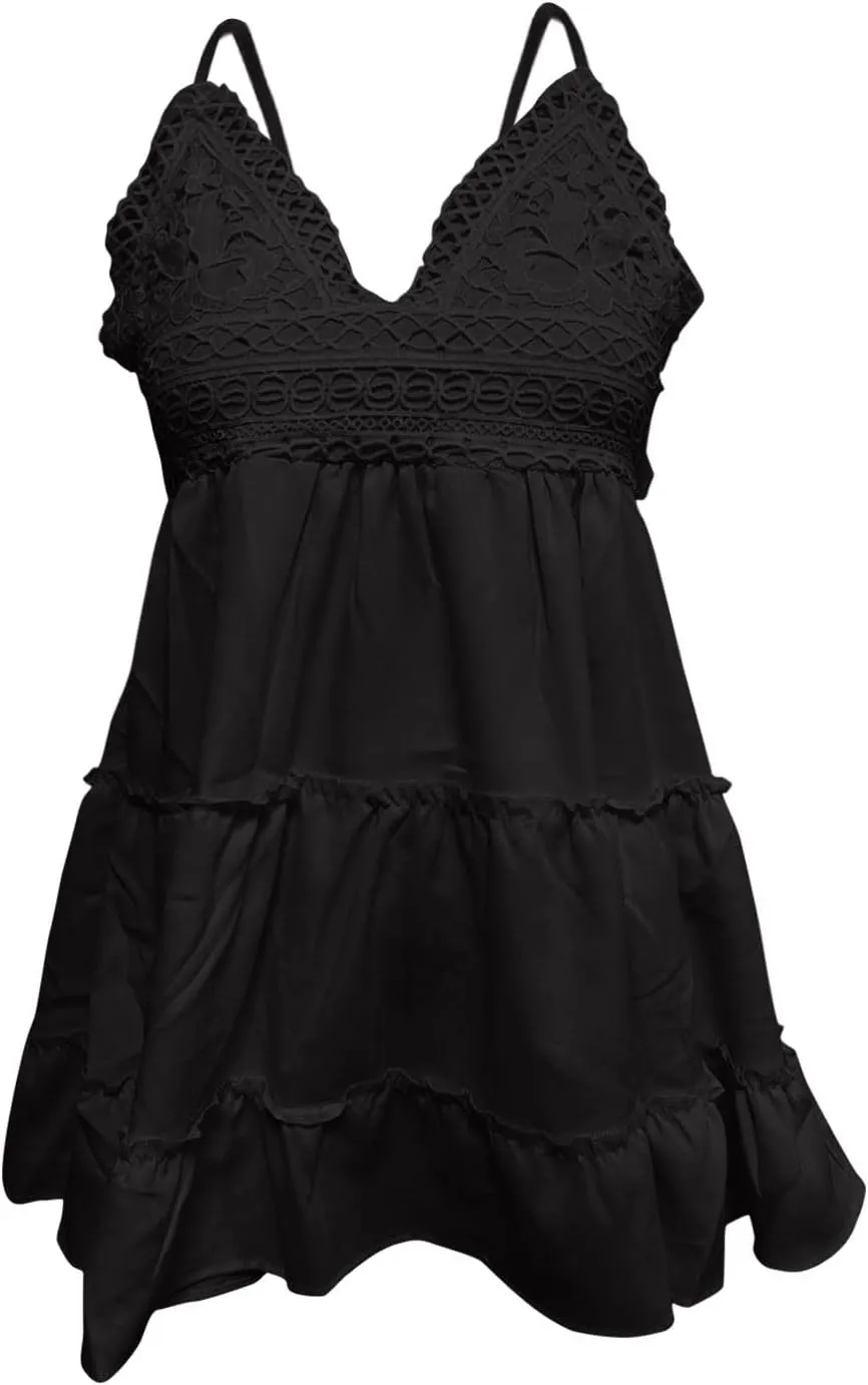 Sundresses for Women,2024 Summer Elegant Sexy Bodycon V Neck Spaghetti Strap Mini Party Dress,Flowy Vacation Dress