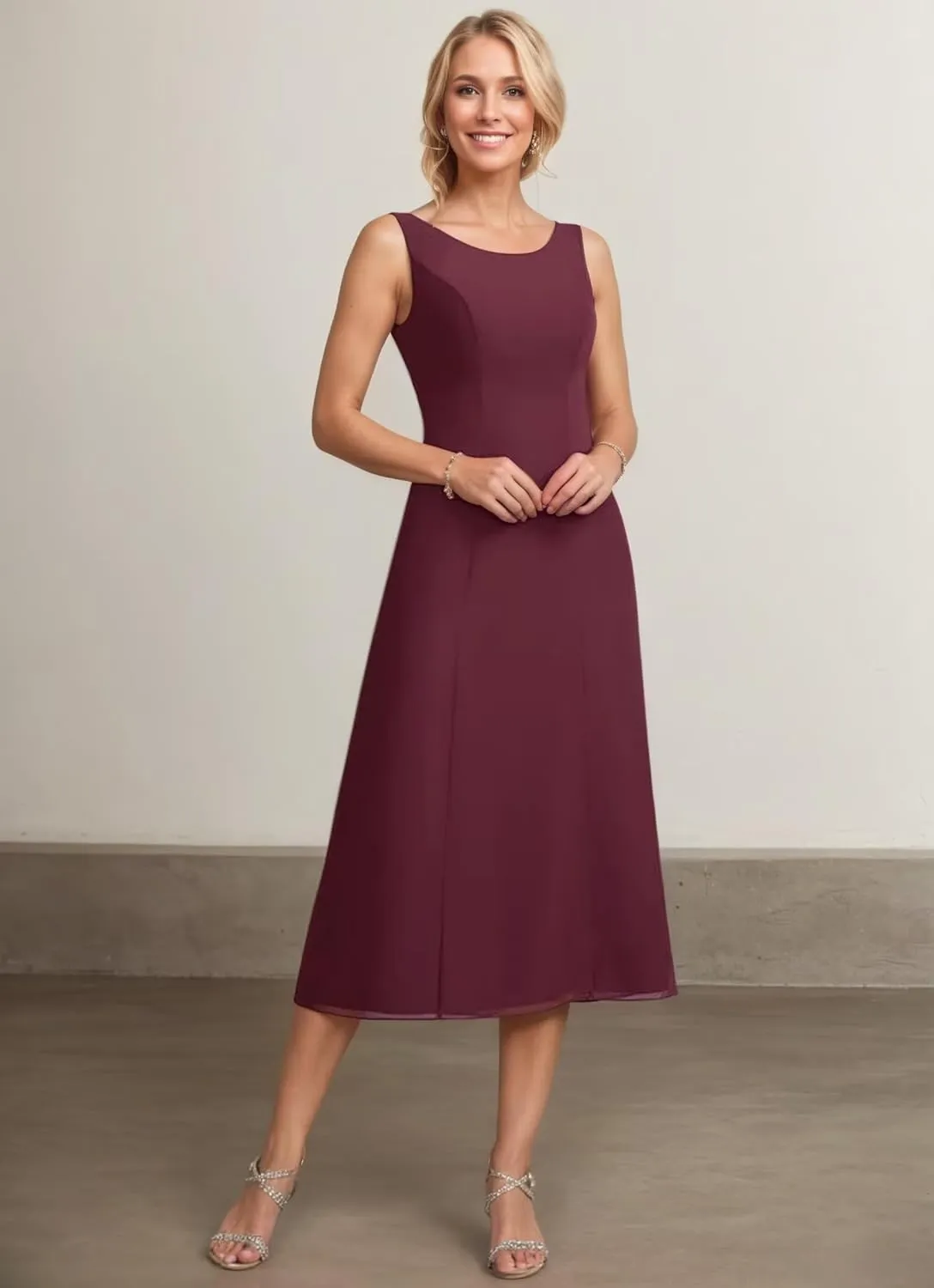 Tea Length Mother of The Bride Dresses for Wedding with Jacket Chiffon Laces Formal Evening Gown for Women