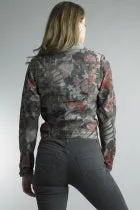 Tempo Paris Reversible Floral Print Jean Jacket Taupe