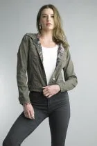 Tempo Paris Reversible Floral Print Jean Jacket Taupe