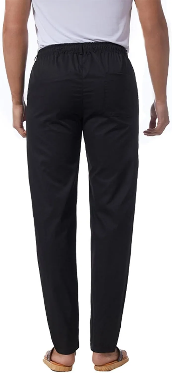 Thatrich Work Pants for Men Business Casual Trouser Cotton Linen Solid Summer Sweatpants Lightweight Comfy Yoga Pant Slim Fit