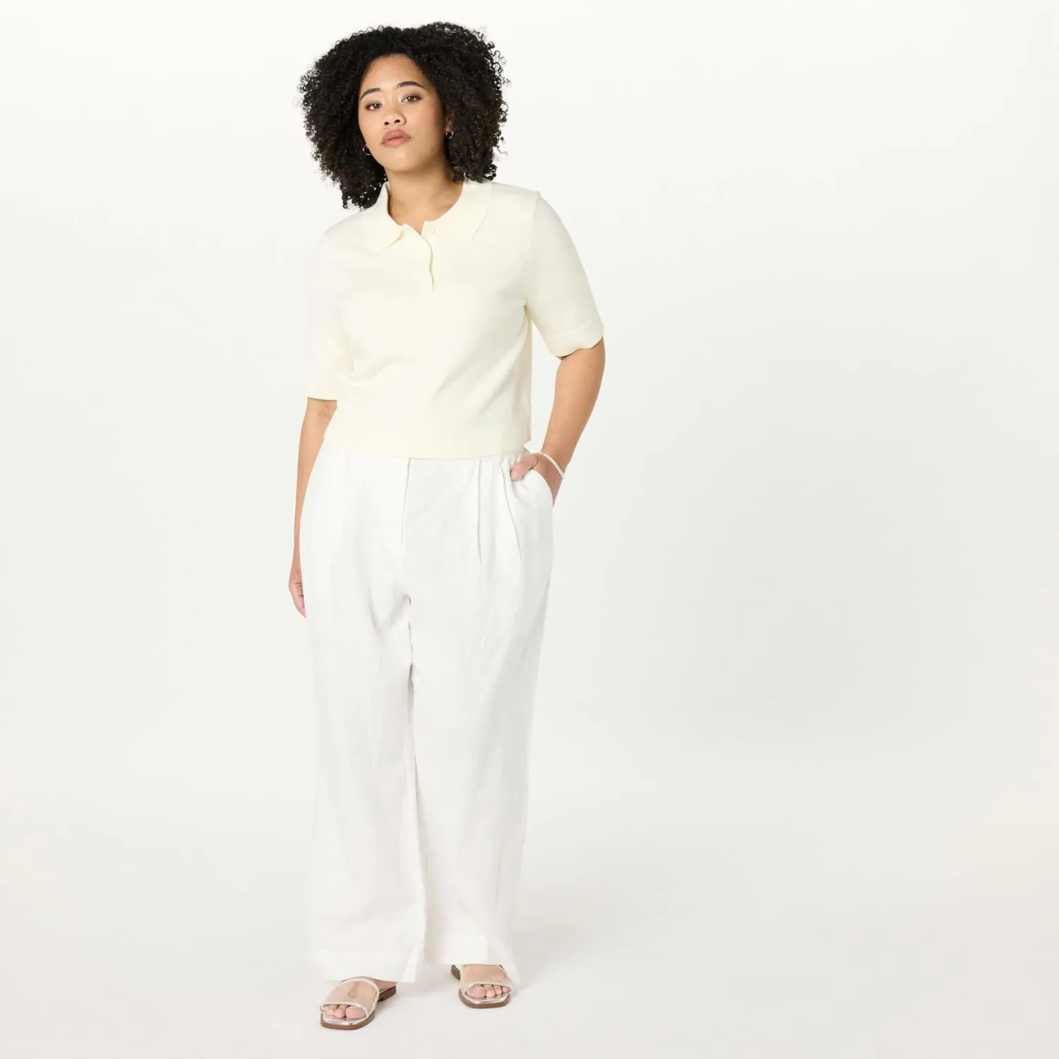 The Drop Women's Gero Short Sleeve Splitneck Polo Sweater Tee