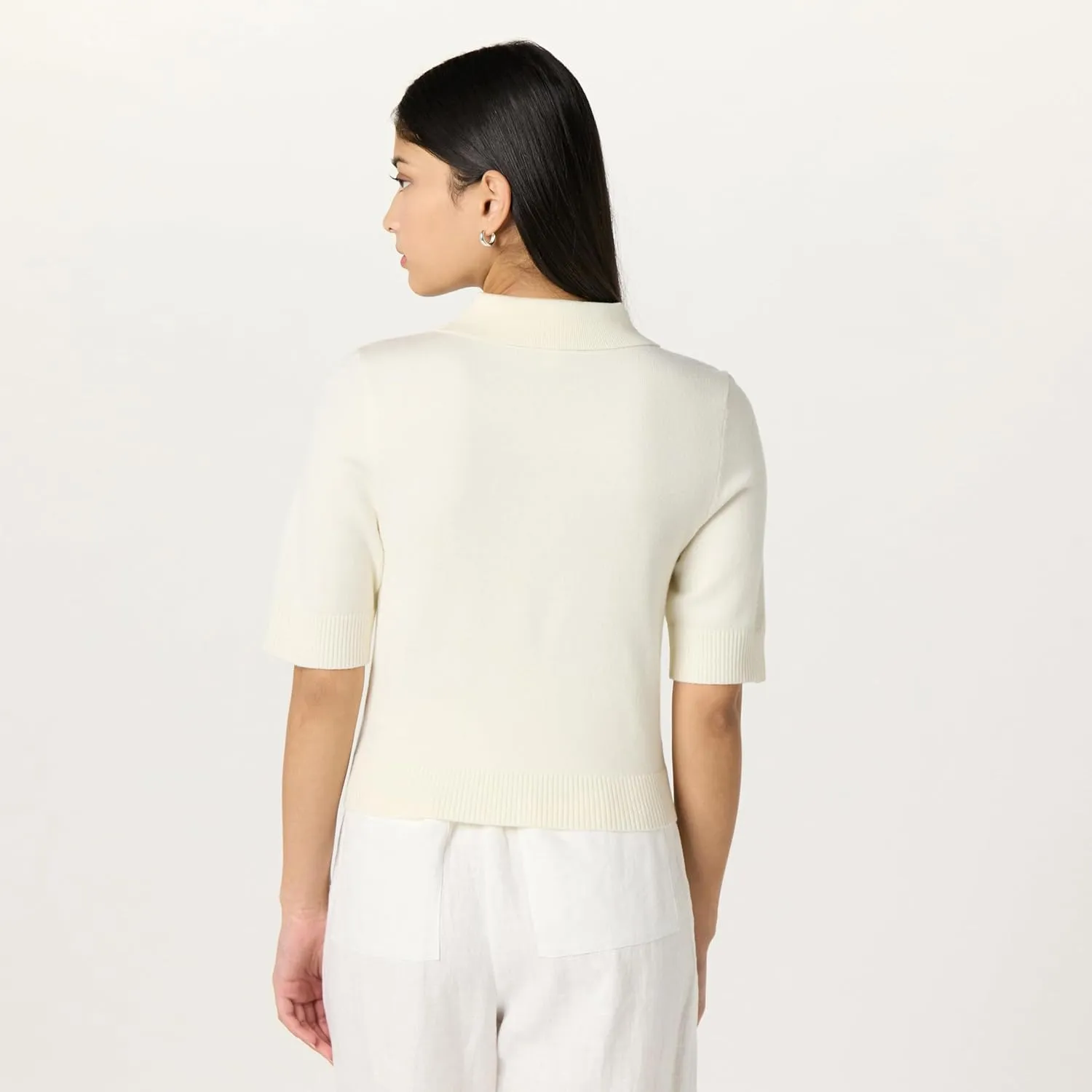 The Drop Women's Gero Short Sleeve Splitneck Polo Sweater Tee