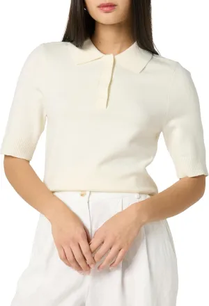 The Drop Women's Gero Short Sleeve Splitneck Polo Sweater Tee