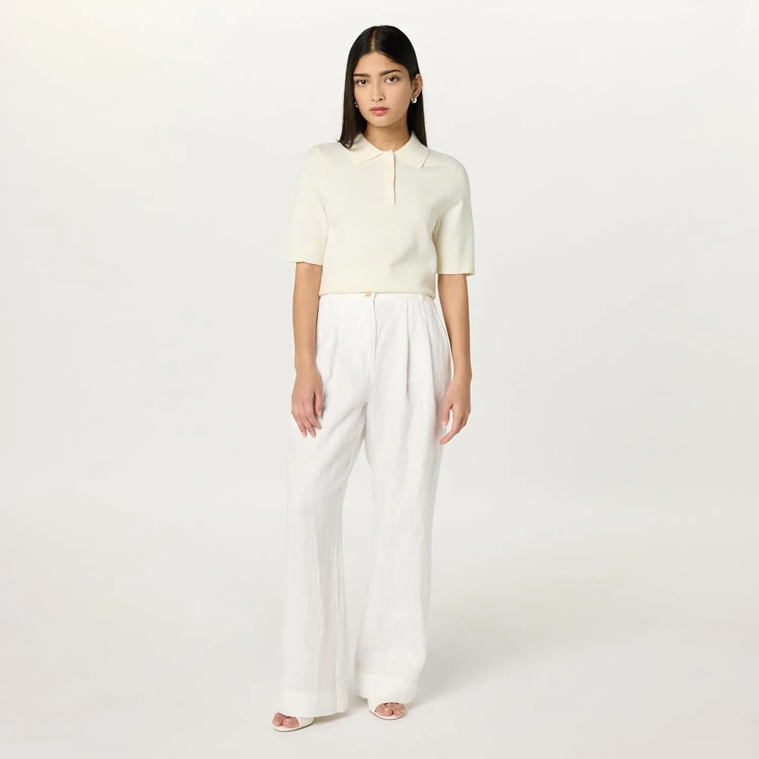 The Drop Women's Gero Short Sleeve Splitneck Polo Sweater Tee