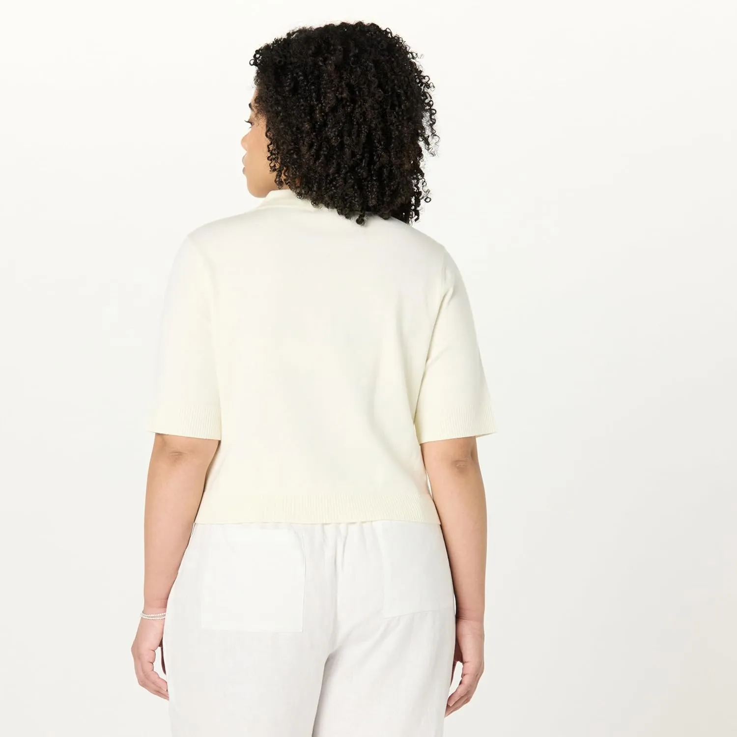 The Drop Women's Gero Short Sleeve Splitneck Polo Sweater Tee