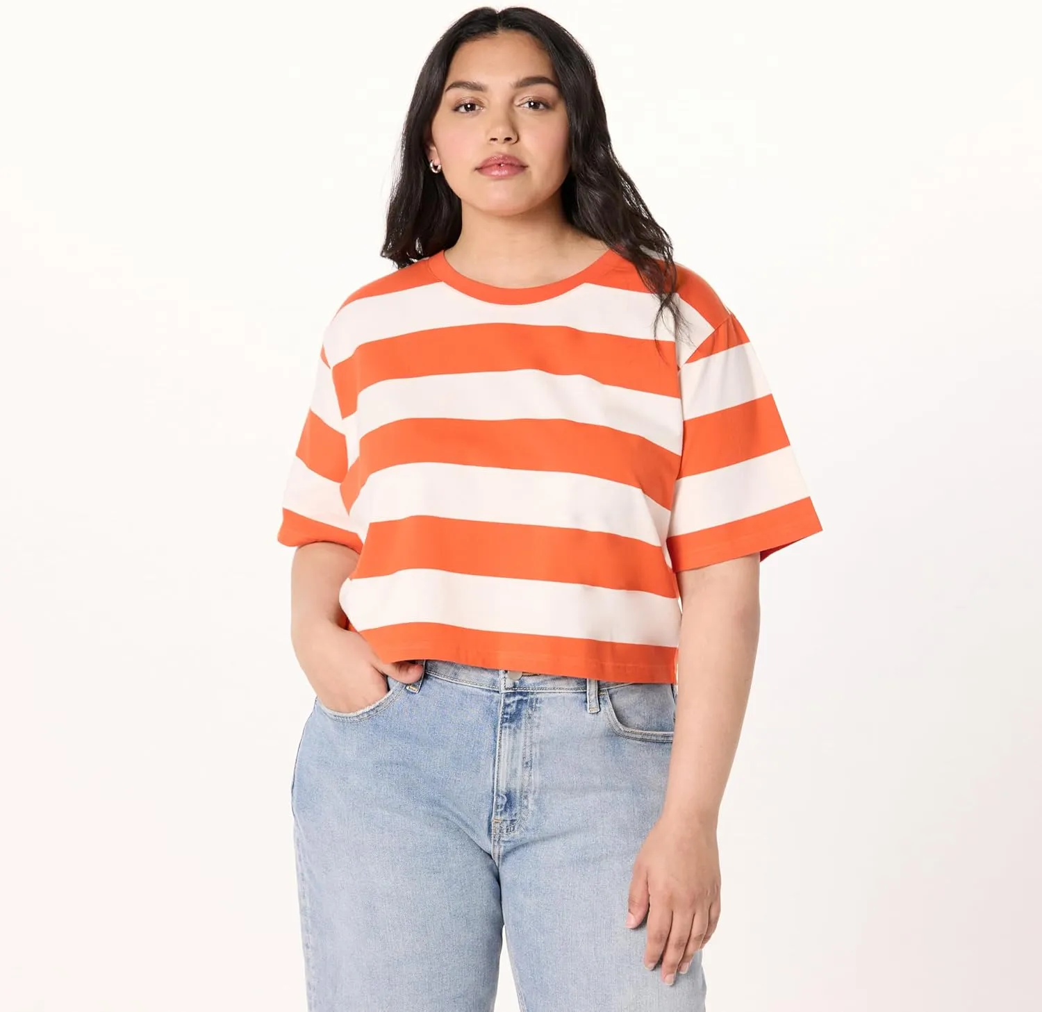 The Drop Women's Sydney Short-Sleeve Cropped Crew Neck T-Shirt