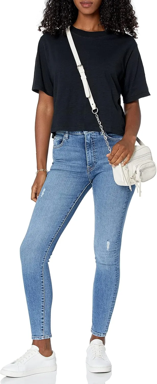 The Drop Women's Sydney Short-Sleeve Cropped Crew Neck T-Shirt