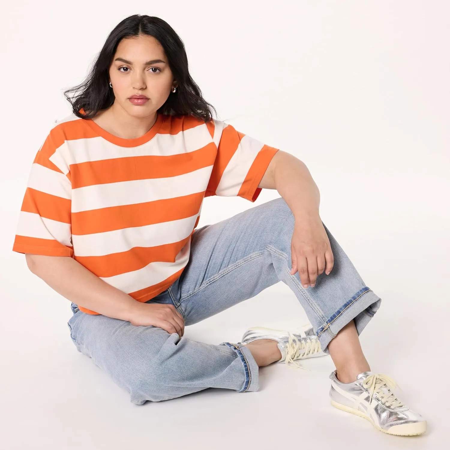 The Drop Women's Sydney Short-Sleeve Cropped Crew Neck T-Shirt