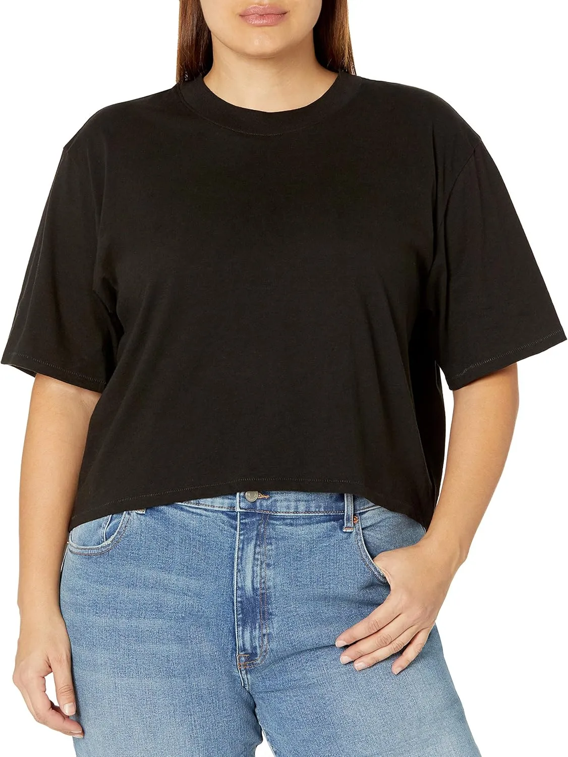 The Drop Women's Sydney Short-Sleeve Cropped Crew Neck T-Shirt
