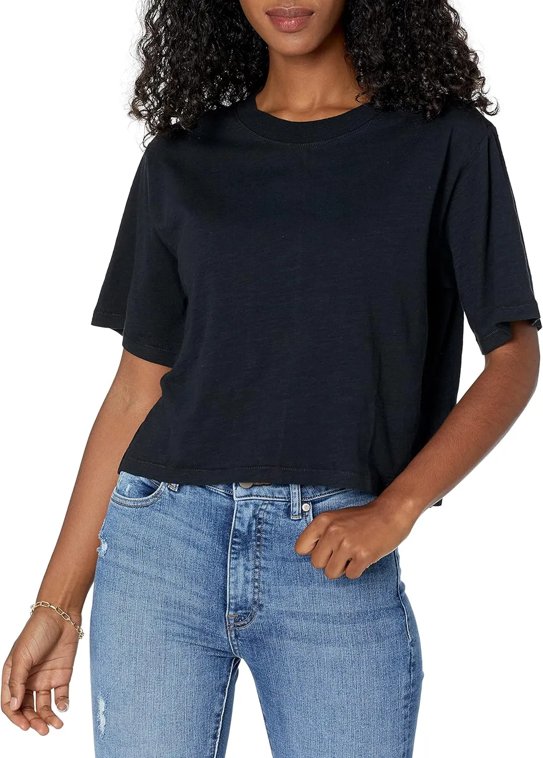 The Drop Women's Sydney Short-Sleeve Cropped Crew Neck T-Shirt