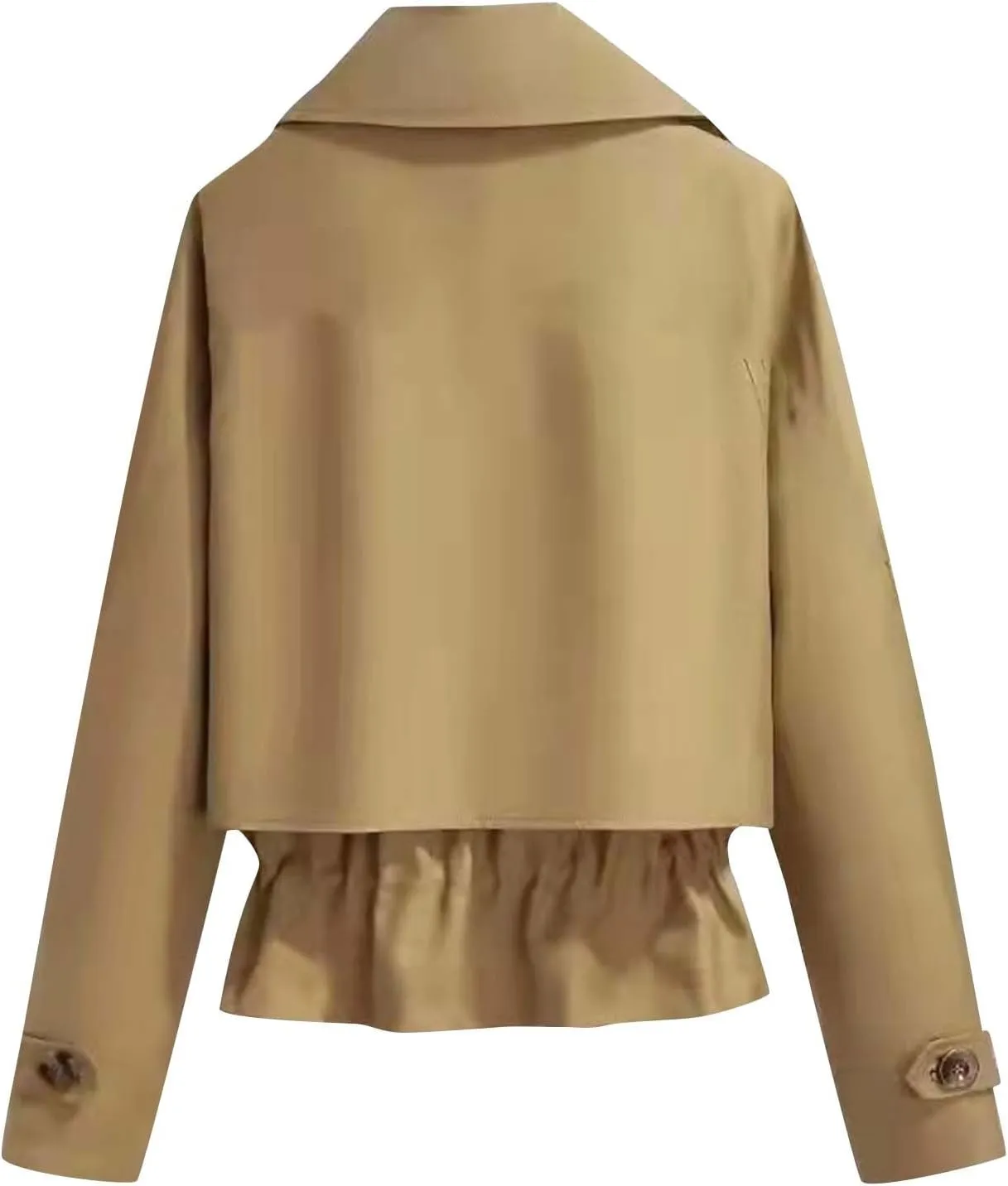 Trench Coats for Women Cropped Lapel Jackets Fashion Drawstring Double Breasted Plus Size Outerwear for Fall Winter