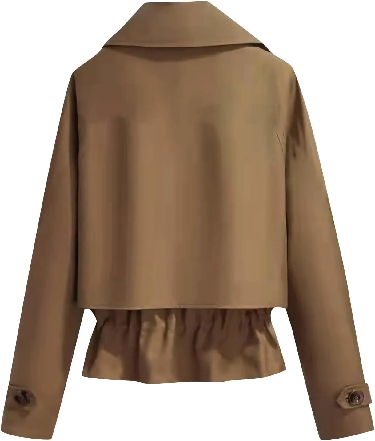 Trench Coats for Women Cropped Lapel Jackets Fashion Drawstring Double Breasted Plus Size Outerwear for Fall Winter