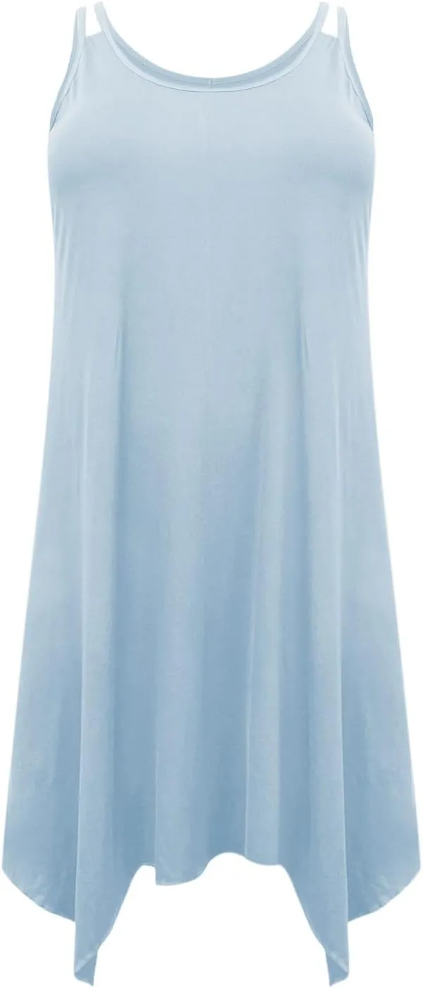 TUNUSKAT Womens Plus Size Asymmetrical Short Dress Sexy Strappy Midi Summer Dresses Ladies Casual Flowy Vacation Sundresses