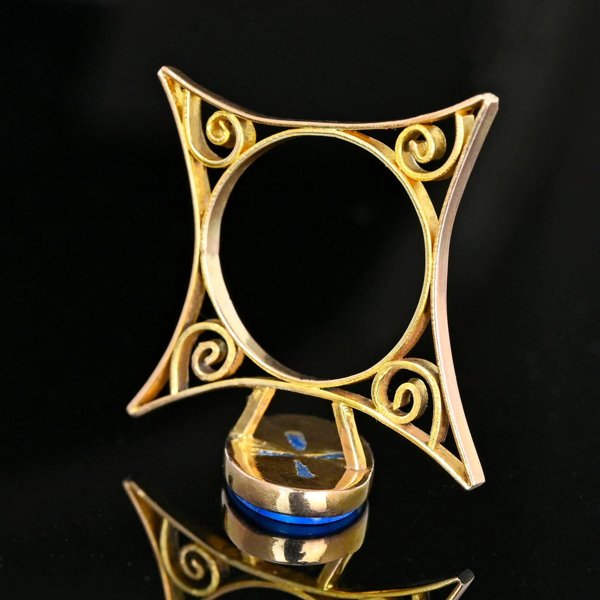 Unique Vintage Gold Filigree Lapis Lazuli Ring