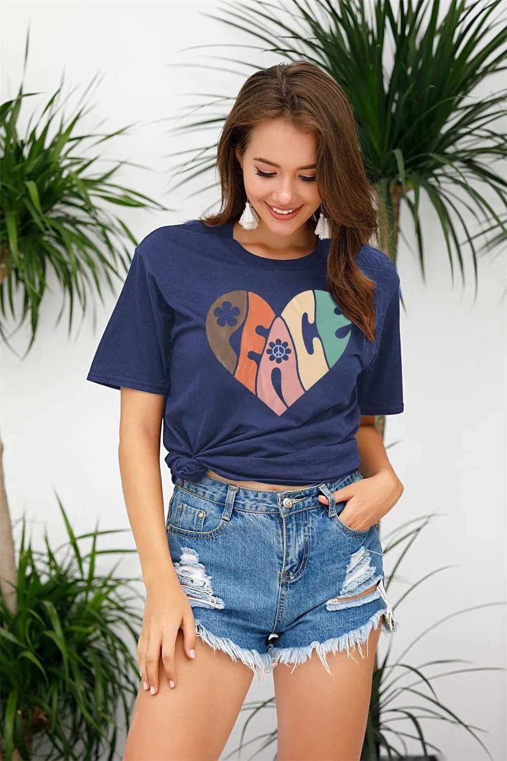 VILOVE Peace Love Shirt Women 70s Hippie Shirts Soul Inspirational Hippy Tops Vintage Graphic Tees Short Sleeve - Sleeveless