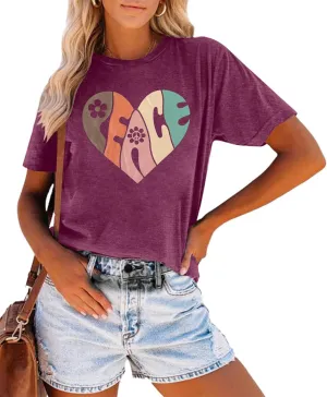 VILOVE Peace Love Shirt Women 70s Hippie Shirts Soul Inspirational Hippy Tops Vintage Graphic Tees Short Sleeve - Sleeveless