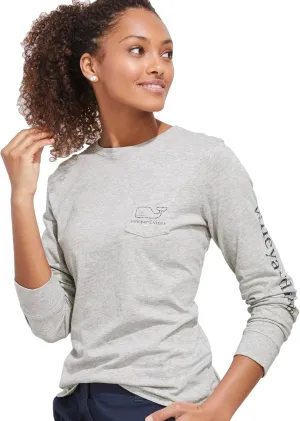 vineyard vines Women's Long-Sleeve Vintage Whale Pocket Tee