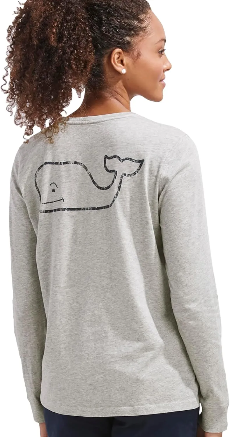 vineyard vines Women's Long-Sleeve Vintage Whale Pocket Tee