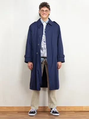 Vintage 80's Men Insulated Mac Coat in Navy