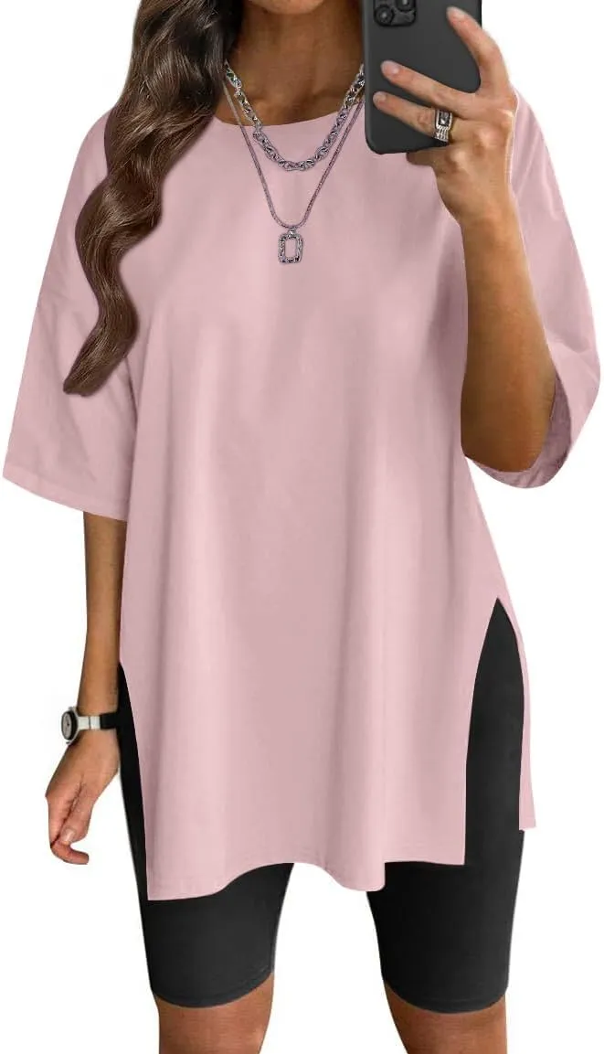 VNIRA Womens Summer Casual Short Sleeve Oversize Workout T-Shirt Tee Tops