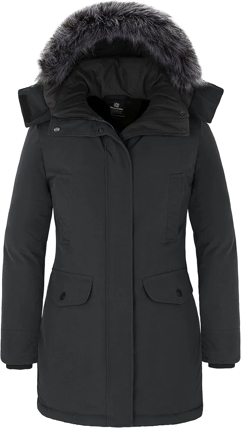wantdo Women's Long Winter Coat Thick Puffer Jacket Faux Fur Hooded Parka Jacket