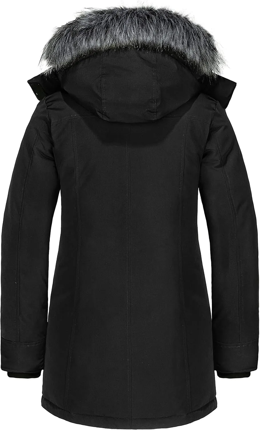 wantdo Women's Long Winter Coat Thick Puffer Jacket Faux Fur Hooded Parka Jacket