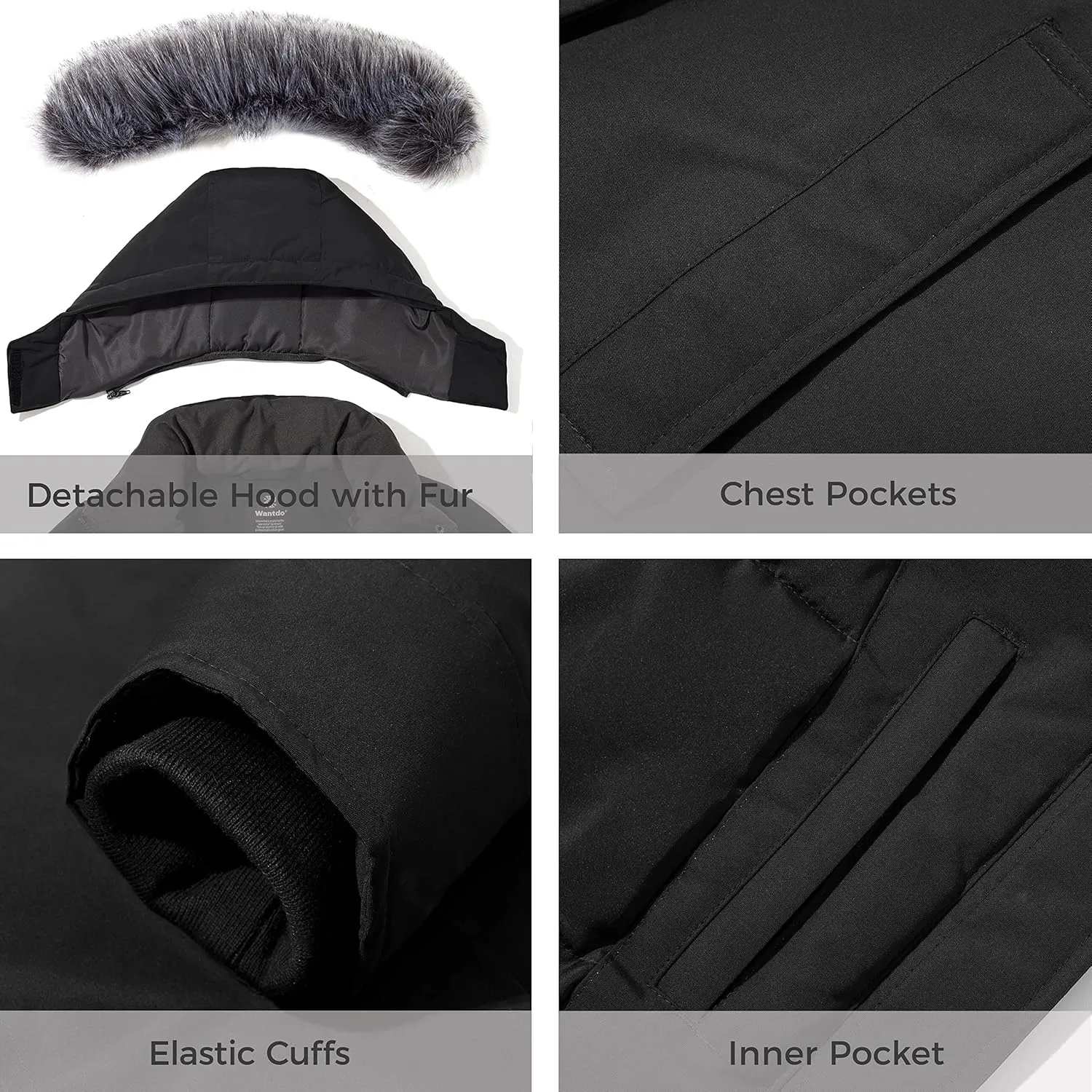 wantdo Women's Long Winter Coat Thick Puffer Jacket Faux Fur Hooded Parka Jacket