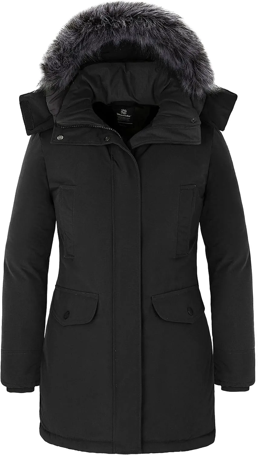 wantdo Women's Long Winter Coat Thick Puffer Jacket Faux Fur Hooded Parka Jacket