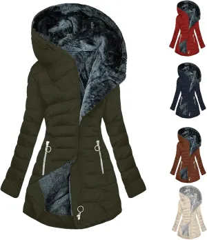 Warm Winter Coats For Women 2023 Trendy Sherpa Fleece Lined Hooded Jackets Thicken Quilted Puffer Coat Slim Fit
