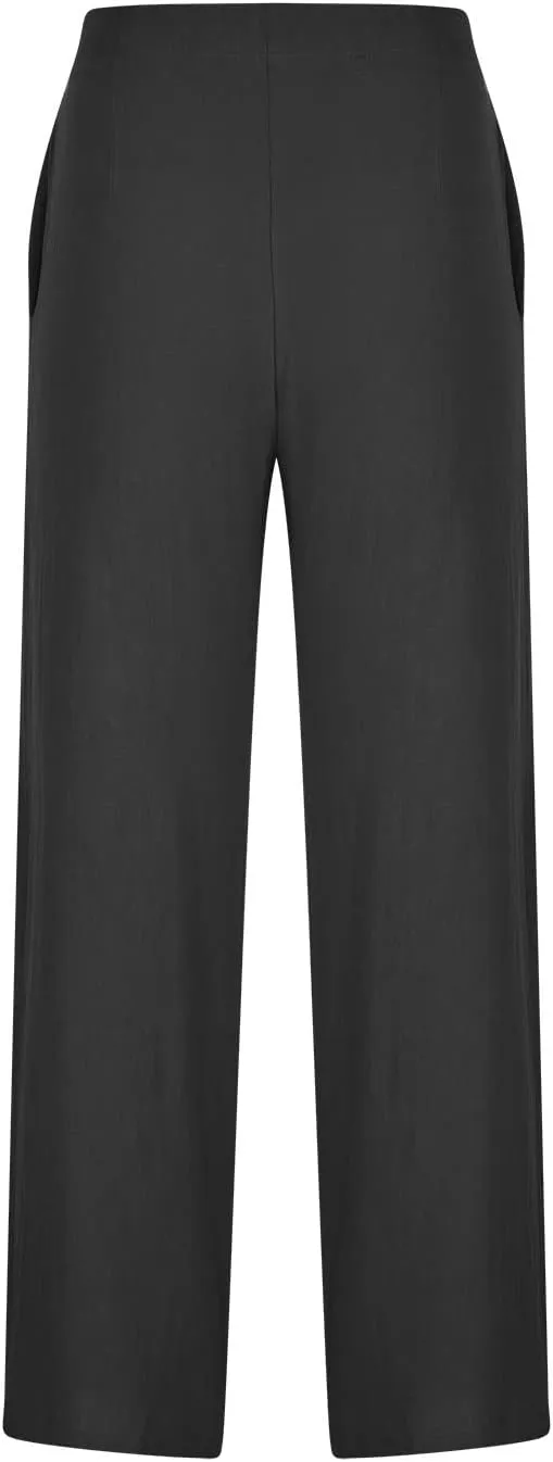 Wide Leg Linen Pants for Women Cotton Elastic Waisted Casual Loose Baggy Flowy Lounge Trousers with Pockets