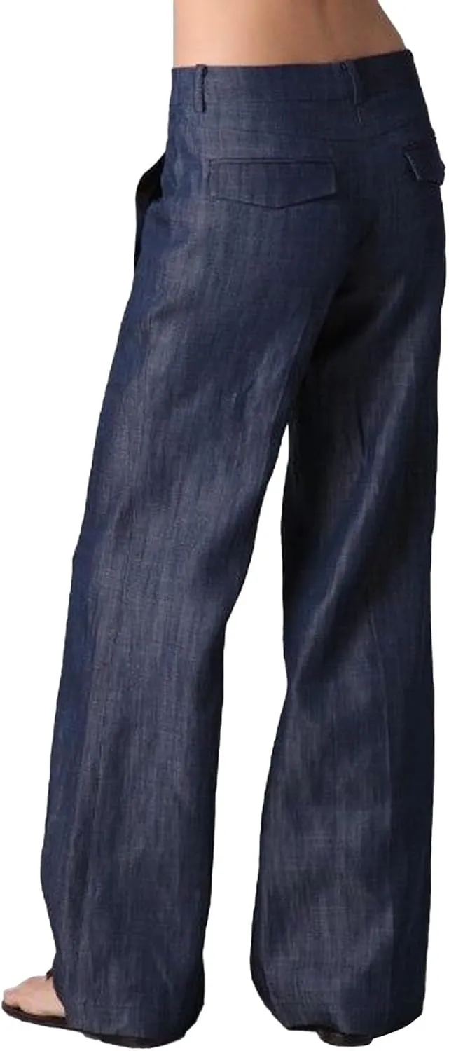 Wide Leg Pants Woman Trendy High Waist Imitation Denim Pants Comfy Cotton Work Pants Long Trousers with Pockets