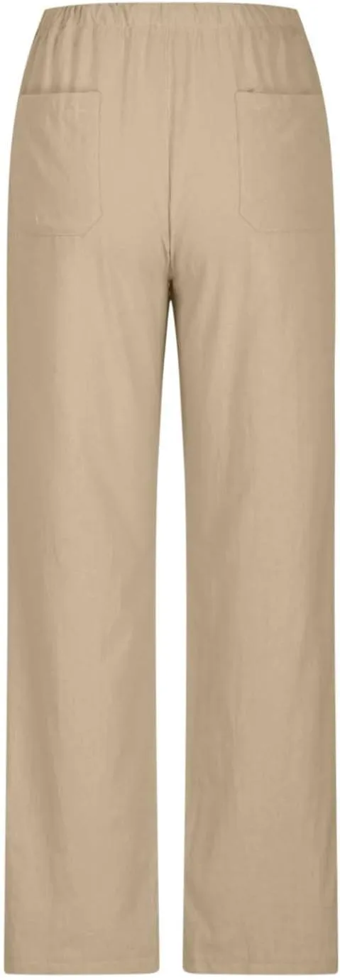 Wide Leg Pants Women Summer 2024 Trendy Straight Leg Pants Cotton Linen Drawstring Elastic Trousers with Pockets