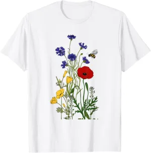 Wildflower Graphic Tee Floral Vintage Boho Design Flower T-Shirt