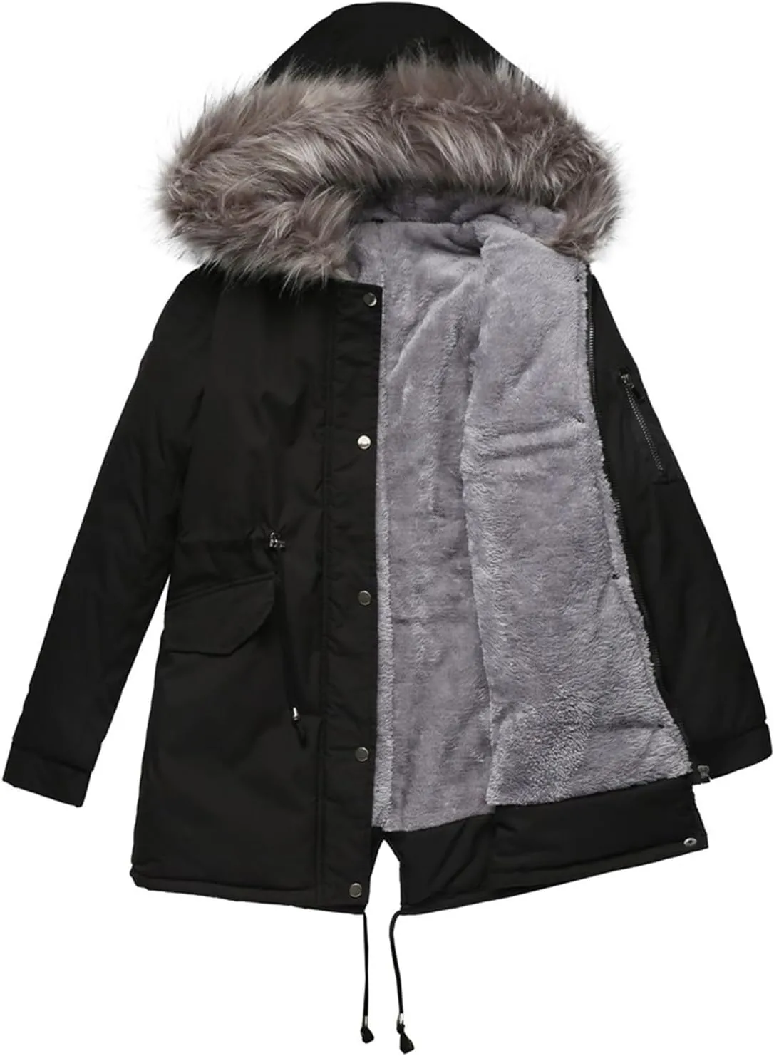 Winter Coat for Women, Mid-Length Hooded Parka,Hooded Winter Cotton Padded Jacket,Heavy Parka Coat with Hood